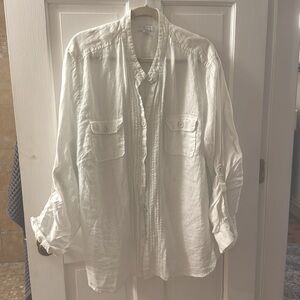 Charter Club women’s white linen button down shirt size 24W EUC